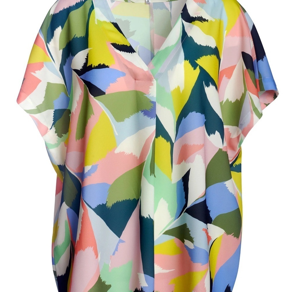 Crosby Pink and Yellow Flutter Sleeve Blouse - Picture 3 of 6